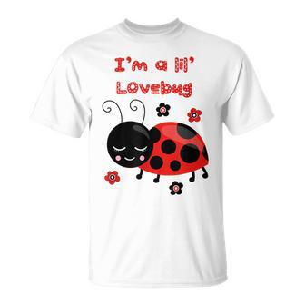 I'm A Lil Lovebug Love Bug Ladybug And Flowers T-Shirt - Monsterry