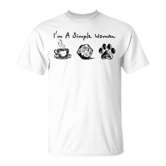 I'm A Simple Woman Coffee Dungeon And Dog Paw For Women T-Shirt - Monsterry