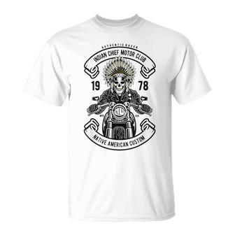 Indian Chief Biker Native American Motorcycle Motocross T-Shirt - Monsterry CA