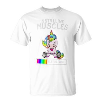 Installing Muscles Unicorn Weightlifting T-Shirt - Monsterry DE