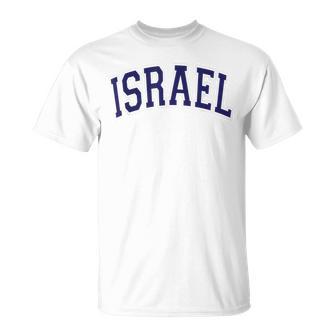 Israel Varsity Style Navy Blue Text T-Shirt - Monsterry