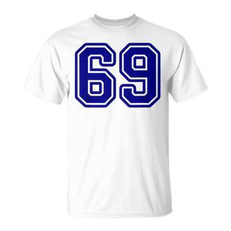 Jersey 69 Navy Blue Sports Team Jersey Number 69 T-Shirt - Monsterry DE