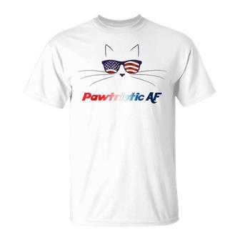 July 4Th American Cat Pawtriotic Af Patriotic Kitty T-Shirt - Monsterry DE