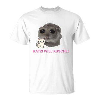 Katzi Will Kuschli Sad Hamster Meme  T-Shirt - Seseable