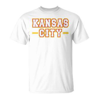 Kc Red Yellow Kansas City Red Striped Retro Kc Fan Local T-Shirt - Monsterry