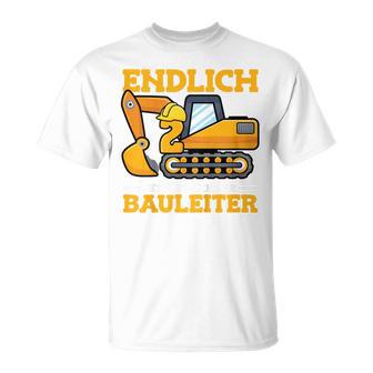 Kinder Endlich 2 Jetzt Bin Ich Der Bauleiter 2Nd Birthday Party T-Shirt - Seseable