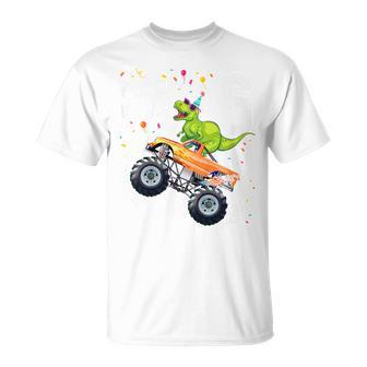 Kinder Geburtstag 6 Jahre Dinosaurier Monster Truck Jungen Mädchen T-Shirt - Seseable