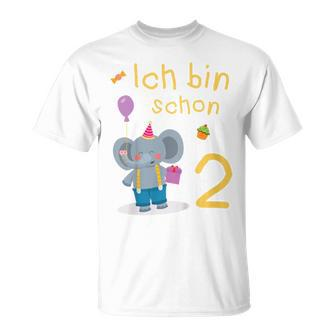 Kinder Ich Bin 2 Jahre Alt Elefant 2Nd Birthday  T-Shirt - Seseable