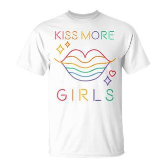 Kiss More Girls Lgbt Cute Lesbian Lips Pride Month T-Shirt - Monsterry CA