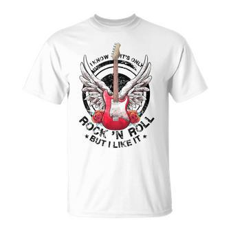 I Know Its Only Rock And Roll But I Like It Retro Guitarist T-Shirt - Monsterry DE