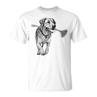 Lacrosse Dog Vintage Retro Lacrosse Stick T-Shirt - Monsterry DE
