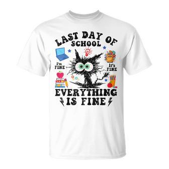 Last Day Of School-End Of School Year-I Survived Cat T-Shirt | Mazezy UK