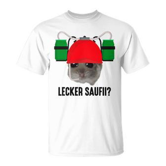 Lecker Saufii Bierchen X Sad Hamster Meme Bier Bierhelm T-Shirt - Seseable