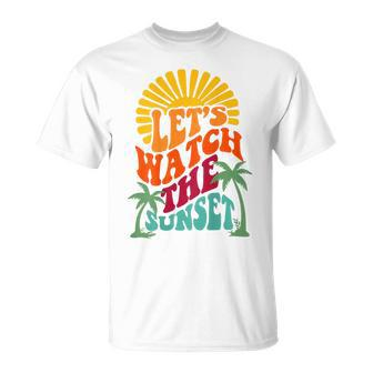 Let's Watch The Sunset Sunset And Palm Trees Quotes T-Shirt - Thegiftio UK