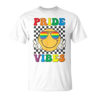 Lgbt Vibes Smile Face Hippie Equality Gay Lesbian Blm Pride T-Shirt - Seseable