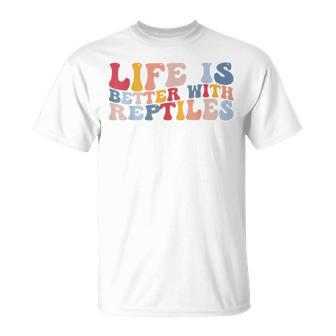 Life Is Better With Reptiles Reptile Lovers Leopard Gecko T-Shirt - Seseable
