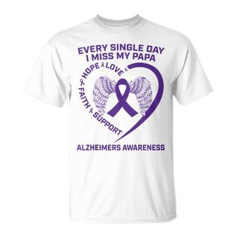 Lila Schleife Flügel Alzheimers Awareness In Memory Of Papa T-Shirt - Geschenkecke