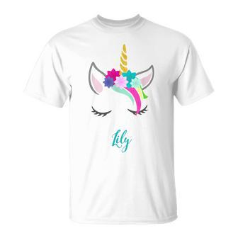 Lily Name Personalised Unicorn T-Shirt - Seseable