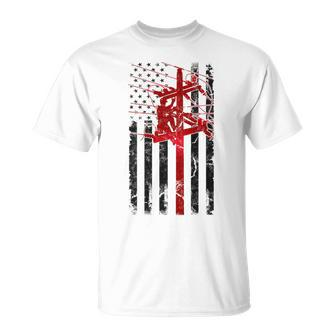 Lineman American Flag Electric Cable Lineworker T-Shirt - Thegiftio UK