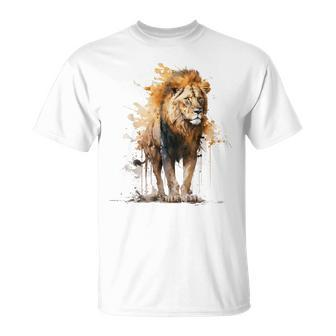 Lion Animal Lovers Motif Animal Zoo Print Lion T-Shirt - Seseable
