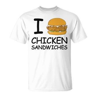 I Love Chicken Sandwich Spicy Nashville Crispy Tender Pickle T-Shirt - Monsterry UK