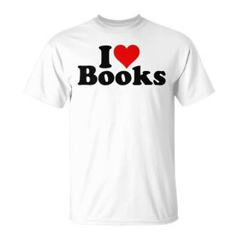 I Love Heart Books Reading T-Shirt - Thegiftio UK