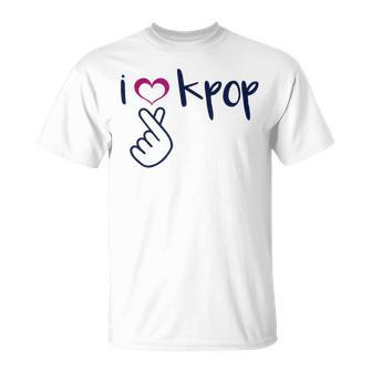 I Love K-Pop Finger Heart Hand Symbol Korean Music Fan Quote T-Shirt - Monsterry AU