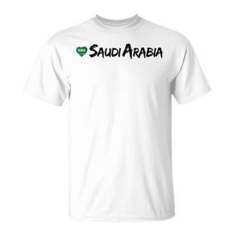 Love Saudi Arabia T Heart Country Flag Souvenir T-Shirt - Monsterry DE