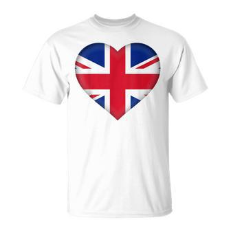 I Love United Kingdom Uk British Flag Heart Outfit T-Shirt - Monsterry AU