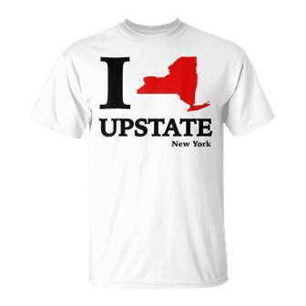 I Love Upstate Ny New York Heart Map T-Shirt - Monsterry