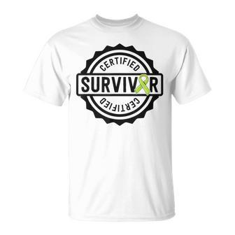 Lymphoma Cancer Survivor Lime Green Ribbon Awareness T-Shirt - Monsterry UK