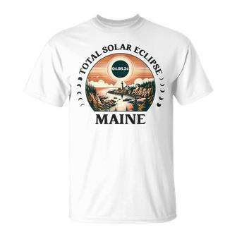 Maine Eclipse 40824 Retro America Total Solar Eclipse 2024 T-Shirt | Mazezy