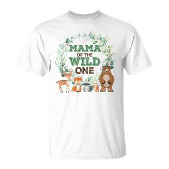 Mama Of The Wild One Birthday Woodland Safari Jungle T-Shirt - Seseable