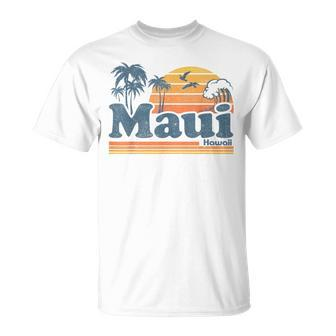 Maui Hawaii Vintage Surf Beach Surfing 70'S Retro Hawaiian T-Shirt - Seseable