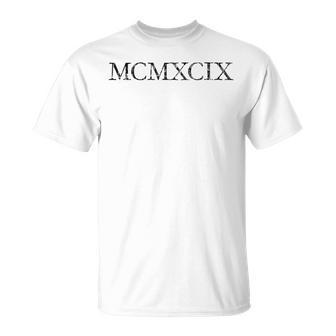 Mcmxcix Vintage 1999 Antique Black 25 Birthday T-Shirt - Monsterry UK