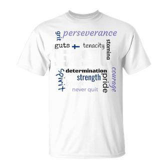 The Meaning Of Finnish Sisu Definition Word Collage Graphic T-Shirt - Monsterry DE