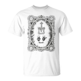 Médaille Miraculeuse Sacré Coeur Immaculée Marie Catholique T-Shirt - Cadeauxyz