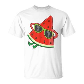Melon Summer Fruit Sunglasses On Watermelon T-Shirt - Seseable