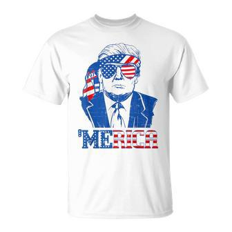 'Merica Donald Trump Trump 4Th Of July American Flag T-Shirt - Monsterry