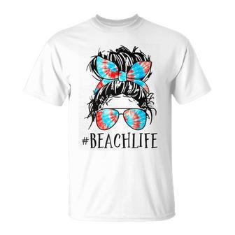 Messy Hair Woman Bun Beach Life For Teacher Lunch Lady Love T-Shirt - Monsterry DE