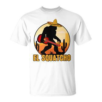 Mexican Sasquatch Meme Bigfoot Musician El Squatcho T-Shirt - Monsterry