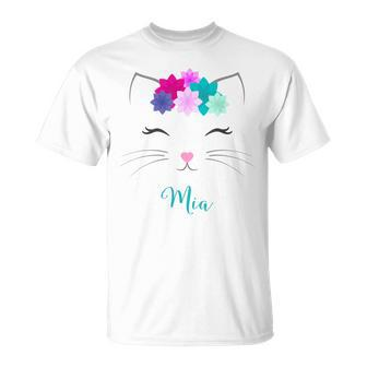 Mia Name Personalised Kitty Cat T-Shirt - Seseable