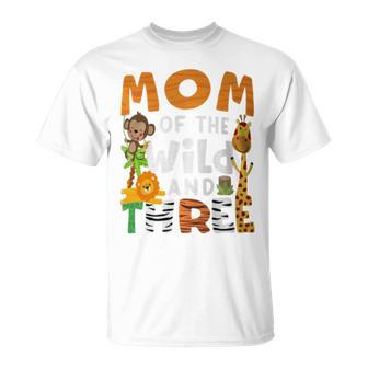 Mom Of The Wild And Three 3 Birthday Zoo Theme Safari Jungle T-Shirt - Monsterry DE