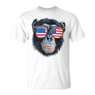 Monkey American Flag Monkey Lovers Mom Dad 4Th Of July T-Shirt - Monsterry