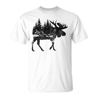 Moose Nature Alaska Hiking Fishing Camping Hunting T-Shirt - Monsterry