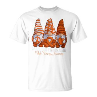 Multiple Sclerosis Awareness Month Orange Ribbon Gnomies T-Shirt - Seseable