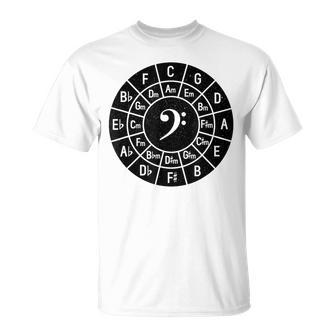Music Bass Clef Circle Of 5Ths Musician Chords Scales Keys T-Shirt - Monsterry DE