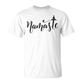 Namaste Yoga And Meditation Slogan With Yogi Teacher Graphic T-Shirt - Thegiftio UK