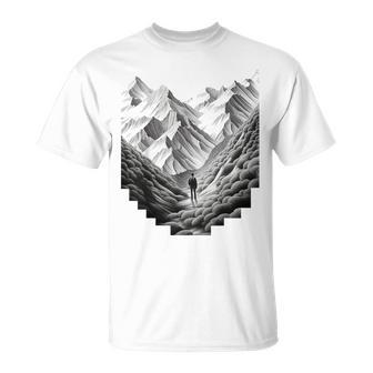 Naturaleza Montañas Hombres Dibujo Obra De Arte Motivo Camiseta unisex - Regaloses