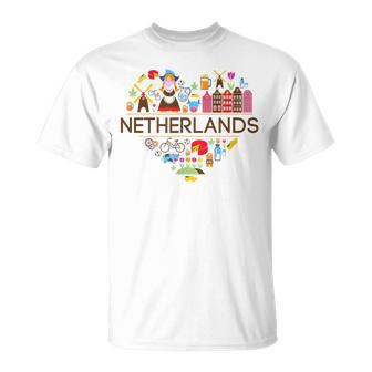 Netherlands Love Illustrated Dutch Symbol Pride T-Shirt - Monsterry AU